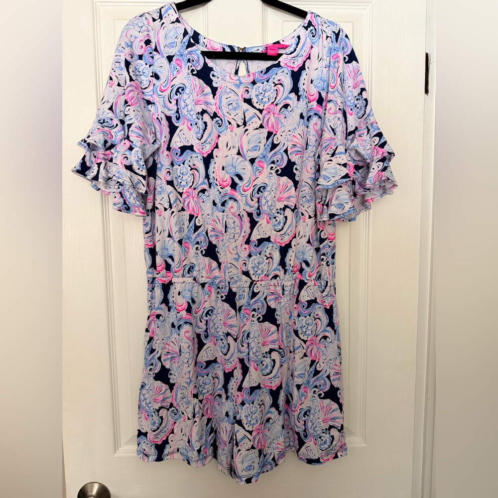 Lilly Pulitzer Lula Romper High Tide Navy It's For Shore XL